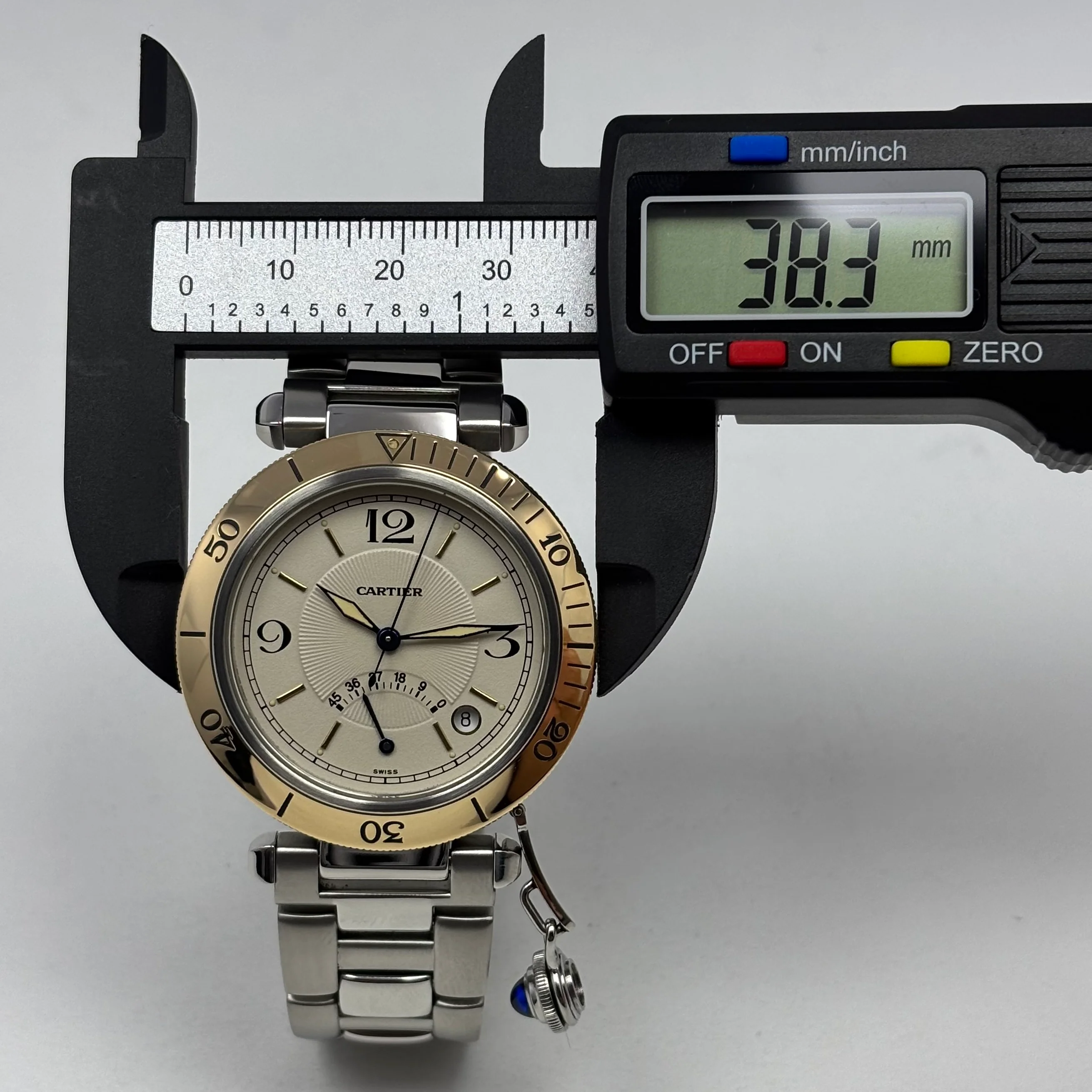Reloj Cartier Pasha Oro Acero Automático 1033 - Image 7