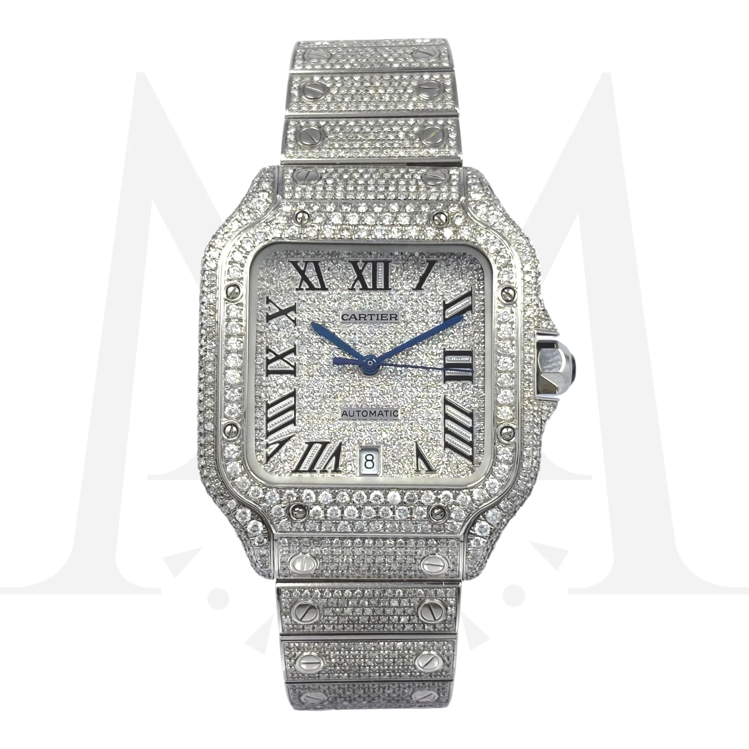 Reloj Cartier Santos Full Ice Automático