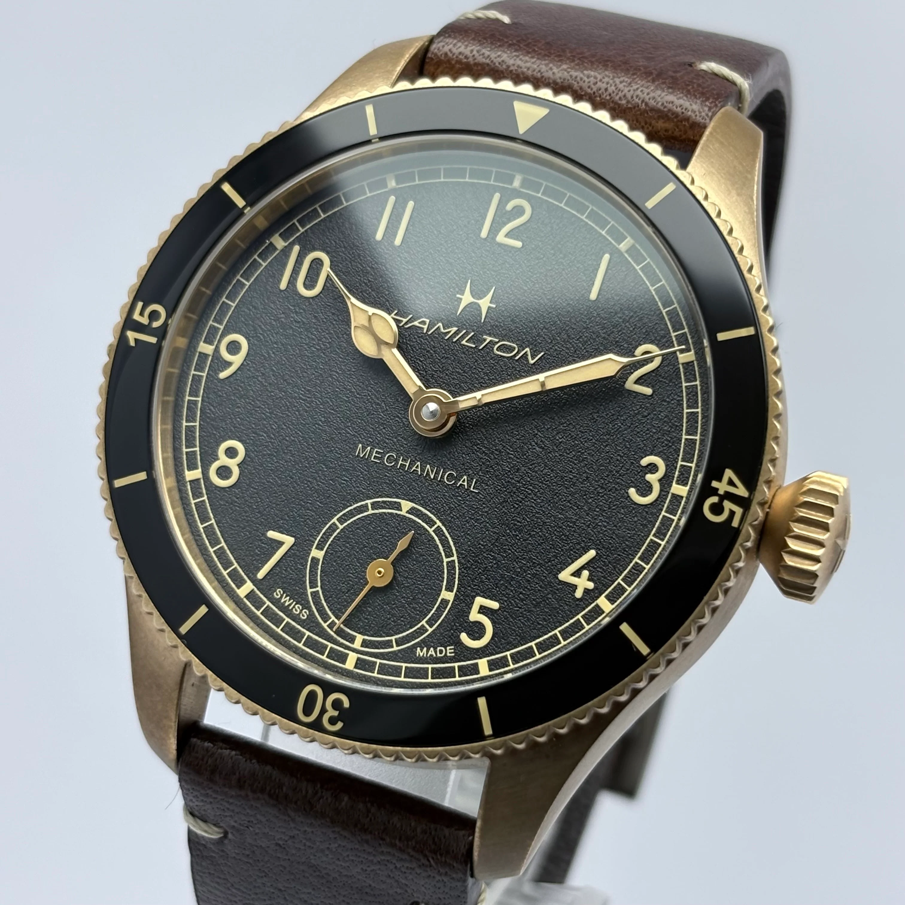 Reloj Hamilton Pilot Pioneer Bronze Cuerda Manual - Image 4