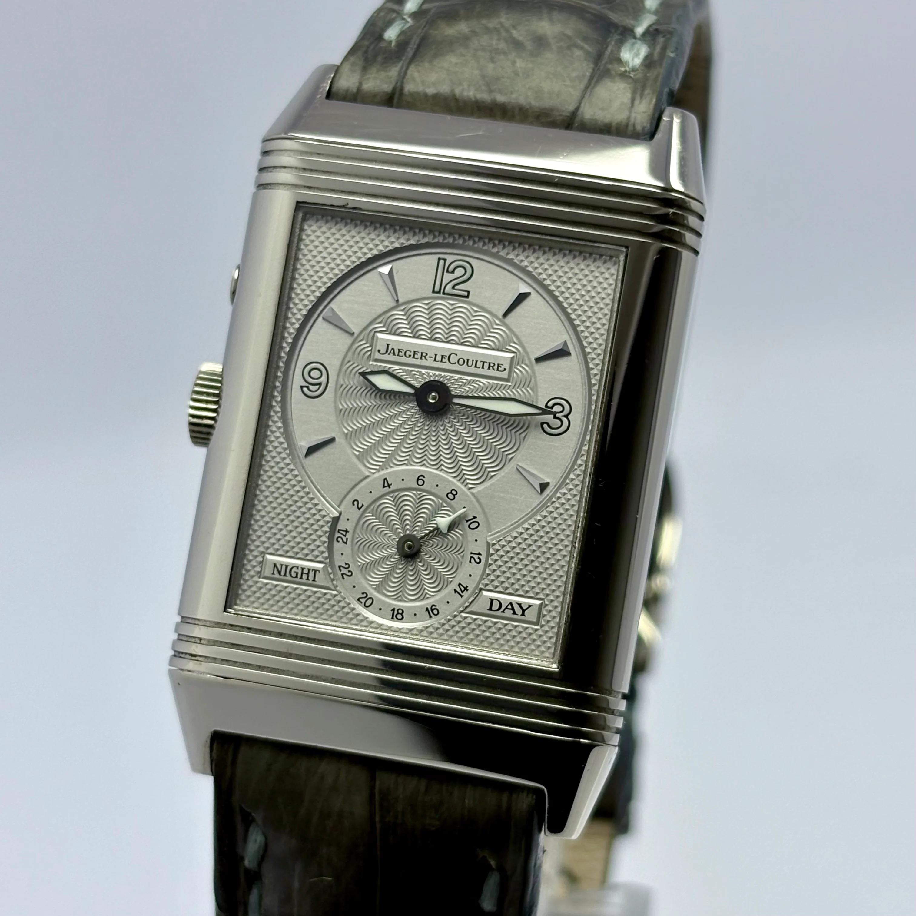 Reloj Jaeger Le-Coultre Reverso Duo Face Night & Day Oro Blanco Cuerda - Image 4