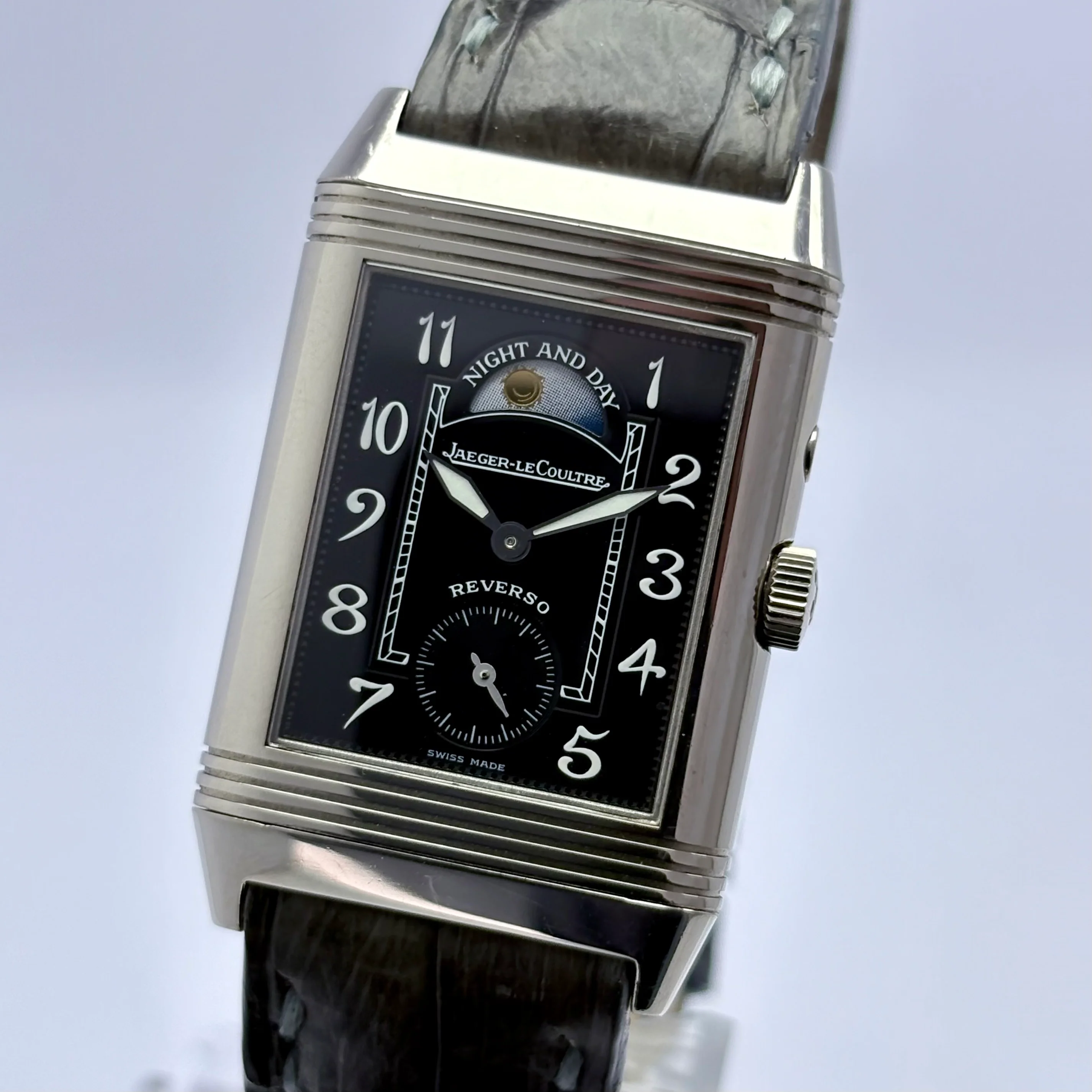 Reloj Jaeger Le-Coultre Reverso Duo Face Night & Day Oro Blanco Cuerda - Image 5