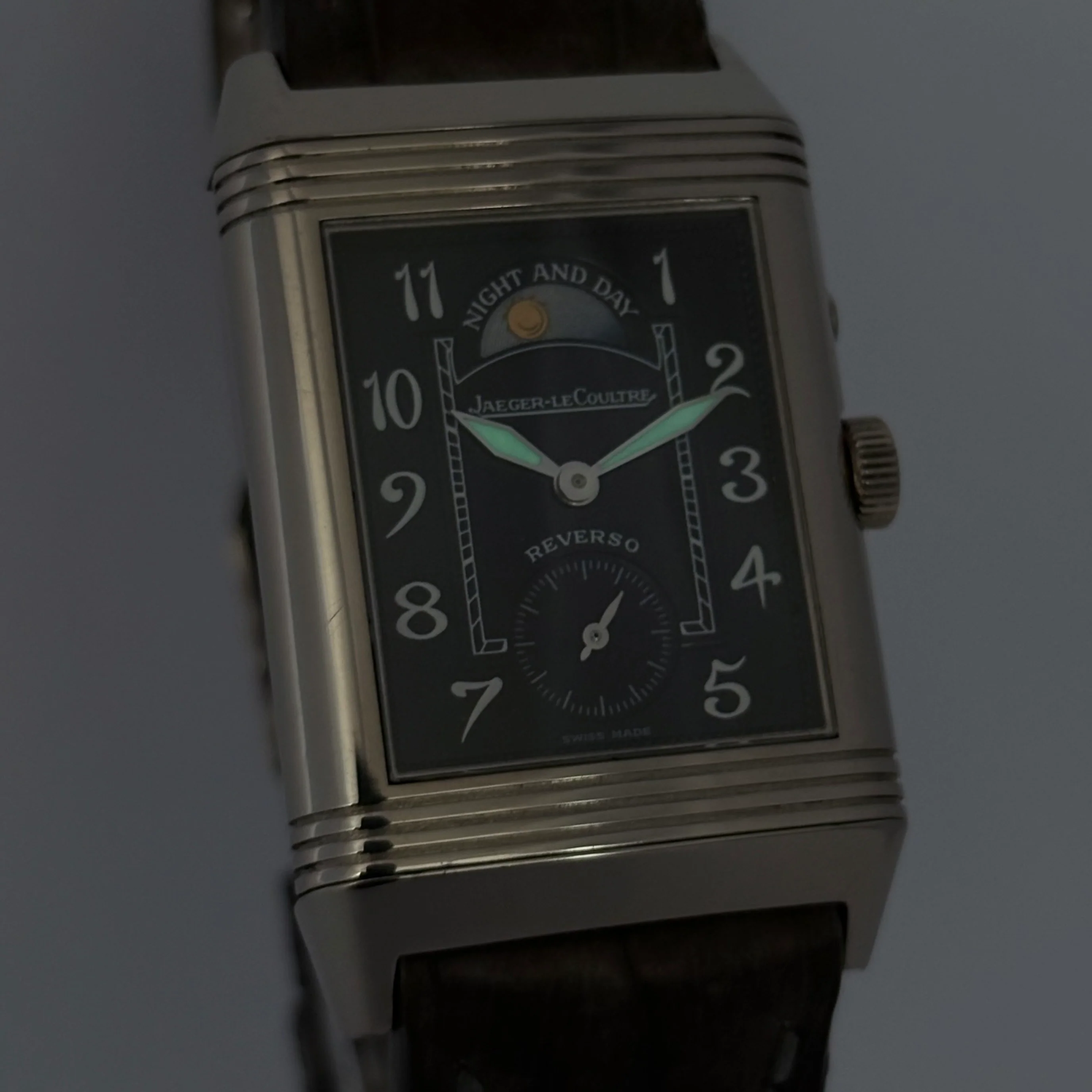 Reloj Jaeger Le-Coultre Reverso Duo Face Night & Day Oro Blanco Cuerda - Image 9